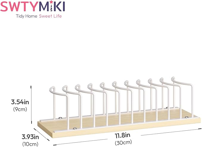 SWTYMIKI Hat Stand for Baseball Caps - Wood & Metal Tabletop Hat Organizer Storage Display Rack, Holds up to 10 Caps for Desk