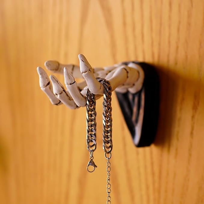 Halloween Skeleton Hand Ring Holder Wall Mounted Key Holder Organizer Multifunctional Wall Hooks for Hanging Keys Jewelry Bra
