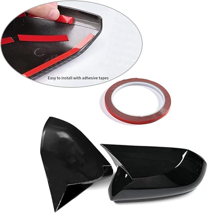 Car Ox Horn Side Rearview Mirror Cover Wing Mirror Protect Decorate Covers Auto Exterior Decoration Accessories for Toyota Camry 2018 2019 2020 2021 2022 2023 2024 2025(Bright Black)