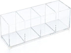 elysolpluv Clear Acrylic 4-Compartment Organizer Box, Large (8.7" × 3.0" × 3.7") – Handcrafted, Eco-Friendly, Minimal Packagi