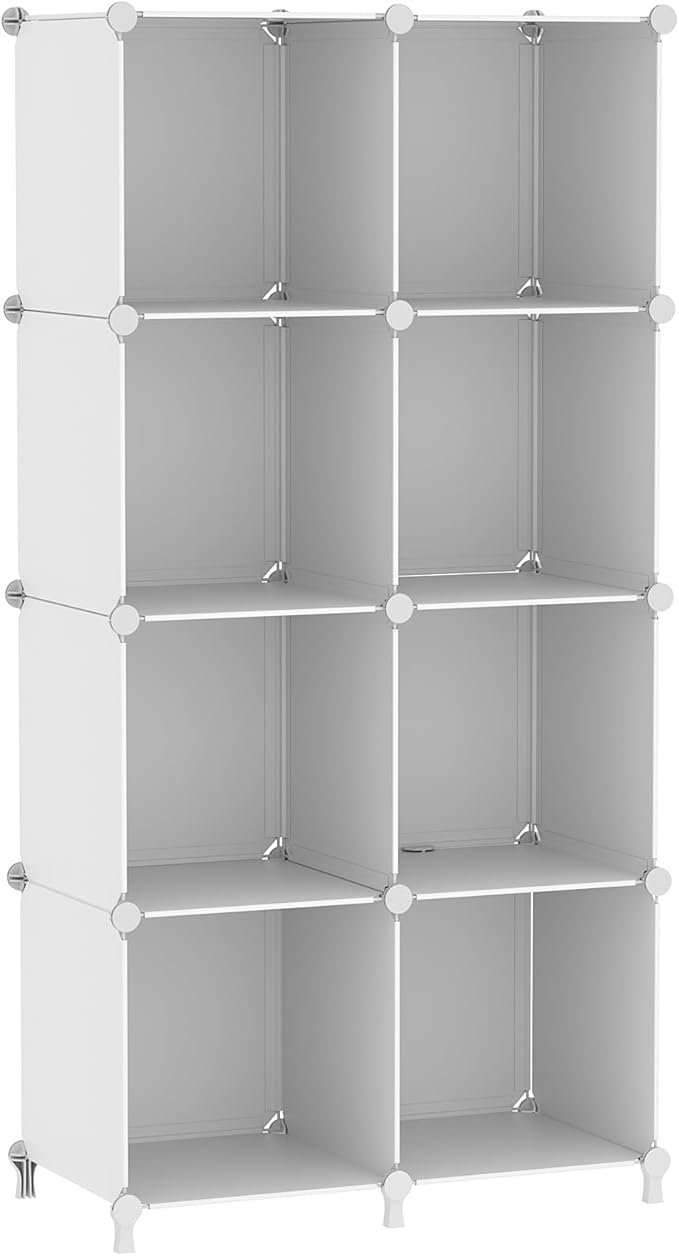 AWTATOS 8 Cube Storage Organizer, Closet Organizer Storage Shelf, Bookcase Bookshelf, DIY Stackable Storage Cubes Shelves for