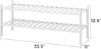 viewcare Long Shoe Rack for Entryway,Shoe Organizer for Hallway Closet, Bamboo Wood Shoe Racks for Indoor Outdoor (White, 2-T