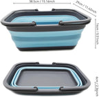 SAMMART SAMMART 9.2L (2.37Gallon) Collapsible Tub with Handle - Portable Outdoor Picnic Basket/Crater - Foldable Shopping Bag - Space Saving Storage Container (1, Grey/See Angel)