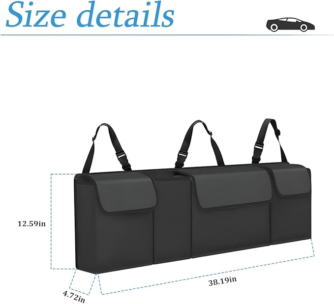 Car Trunk Organizer and Storage, Backseat Hanging Organizer for SUV, Truck, MPV, Waterproof, Collapsible Cargo Storage Bag