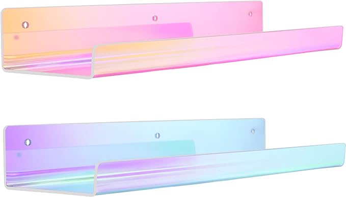upsimples Acrylic Shelves for Wall Decor, 15" Display Shelf for Perfume, Skincare, Nail Polish, Wall Organizer for Bathroom, 