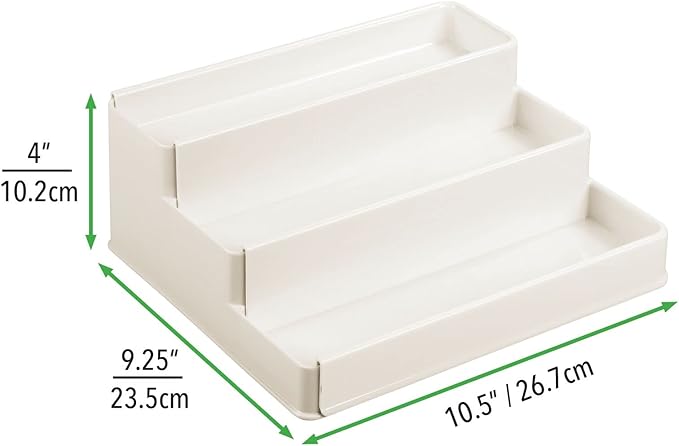 mDesign Plastic Expandable 3-Tier Shelf Rack Organizer - Storage for Bathroom Vanity, Cabinet, Cupboard, Drawer - Holds Medic