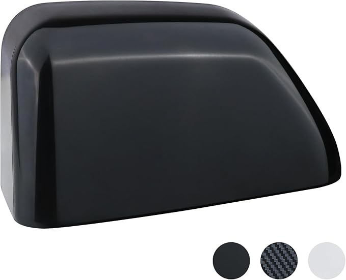 Black Paintable Tow Mirror Cover Cap | For 2017-2024 F250 F350 F450 F550 Super Duty Side by Side Accessories | LH Left Driver Side Exterior Plastic Rearview Top Half Door Mirror Cover