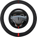 Suede Steering Wheel Cover,Compatible with Lincoln Navigator Mark LT SuedeLeather Sport Non-Slip Wheel Cover Car Interior Accessories 15.5 16 inch for Man and Women
