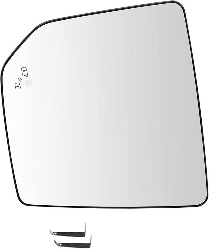 TRQ Driver Side Mirror Glass Heated Compatible with 2015-2017 Ford F150 with Blind Spot Indicator