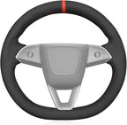 MEWANT Hand Stitched Matte Carbon Fiber&PU Leather Steering Wheel Cover Wrap for Tesla Model 3 Highland 2023 2024 2025 Steering Wheel Accessories