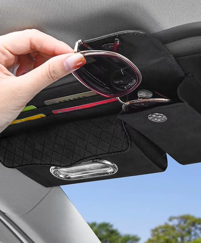 Multifunctional Car Visor Organizer (Suede leather - Black)