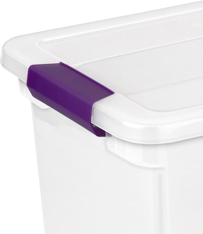 Sterilite 12-Pack 27 Quart ClearView Latch Box, Stackable Organizer Bins with Latching Lids - Clear Plastic Organization Cont