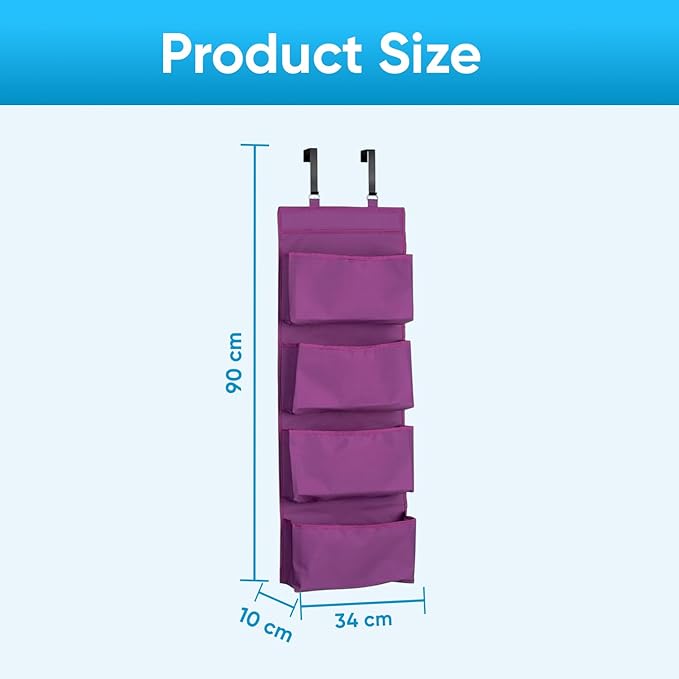 YNR Over Door Storage with 4 Pockets Strong and Durable, Hanging Wardrobe Storage Organiser Practical and Spacious, Hanging S
