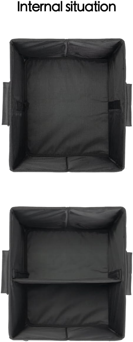Small Trunk Organizer With Lid, For SUV Car Truck, Black 28L, Foldable Waterproof Oxford Fabric, 2-Compartments With Aluminiu