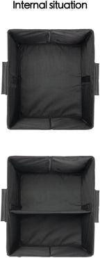 Small Trunk Organizer With Lid, For SUV Car Truck, Black 28L, Foldable Waterproof Oxford Fabric, 2-Compartments With Aluminiu