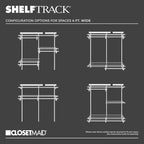 ClosetMaid ShelfTrack Wire Closet Organizer System, Adjustable from 4 to 6 Ft., With Shelves, Clothes Rods, Hardware, Durable