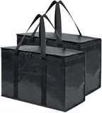 NZ home Insulated Bags for Food Delivery (2XL PRO) Grocery Shopping Cooler Bag, Pizza Delivery, Hot & Cold Catering Tote, Reusable, Foldable & Heavy Duty (2 Pack, Black)