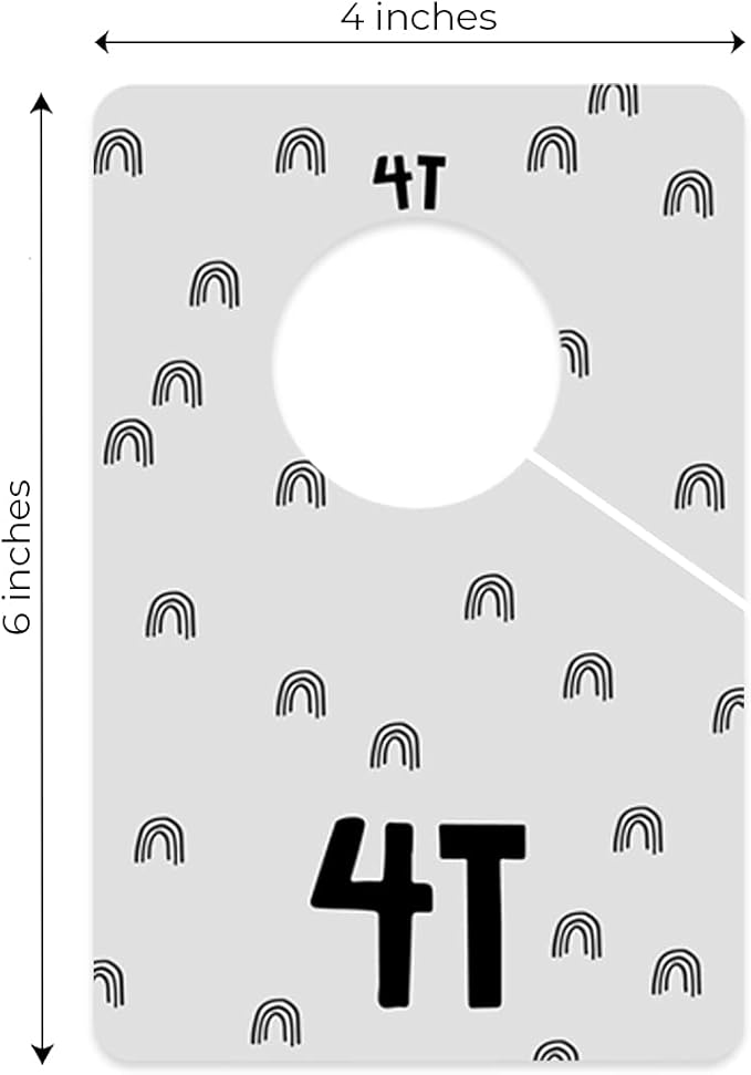 Canopy Street Gender Neutral Closet Baby Clothing Dividers/Modern Pattern Closet Organizers for Newborn to 4T Clothes / 4" x 