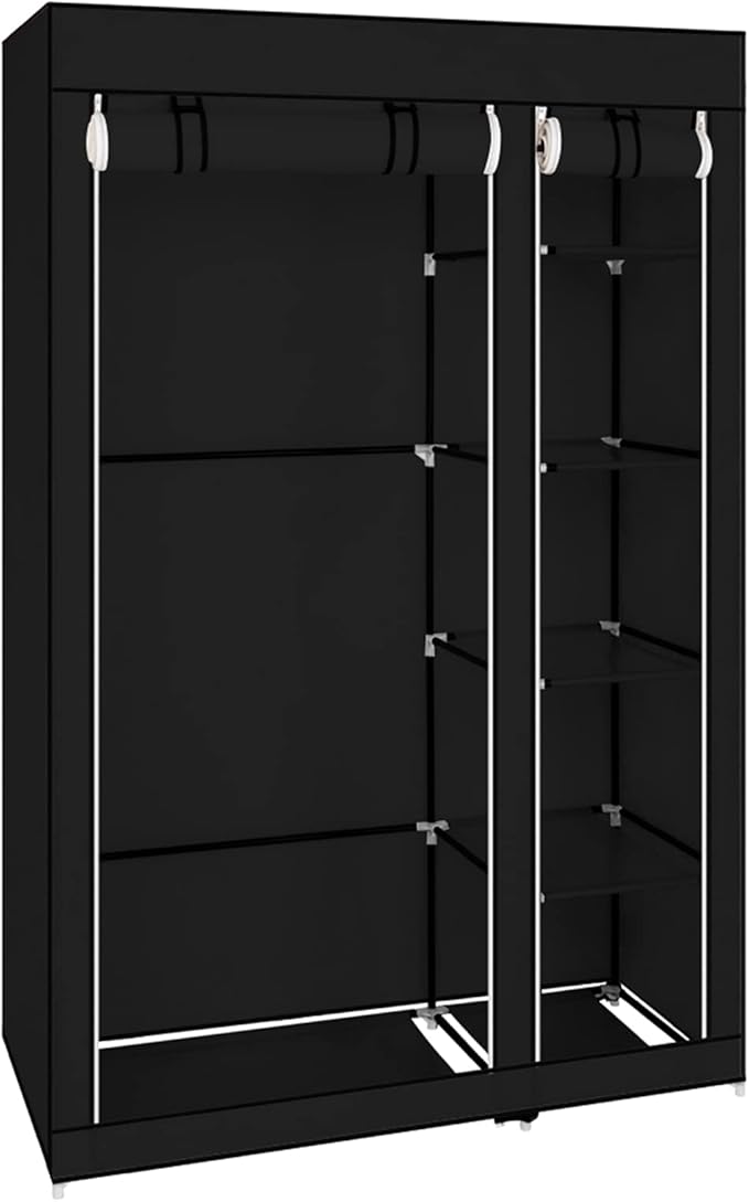 67" Portable Closet Storage Organizer Wardrobe Clothes Rack,Covered Garment Rack,Steel Tube Clothes Storage Organizer,Freesta