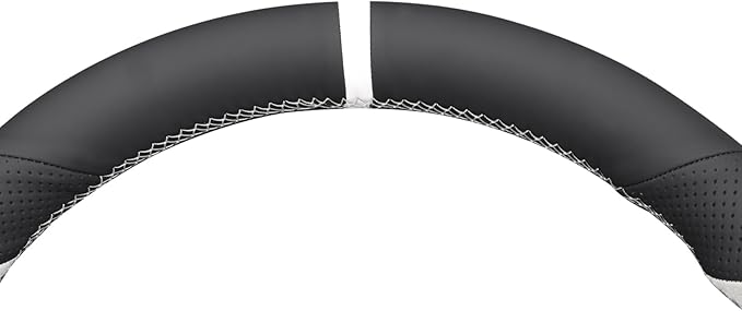 MEWANT DIY Stitching Real Leather Steering Wheel Cover Wrap for Tesla Model 3 Highland 2023-2025/Model Y 2025 Highland for Tesla Model 3/Model Y Accessories(3D Style)
