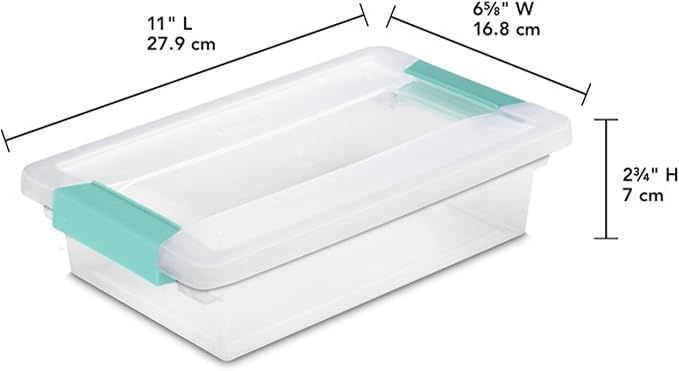 Sterilite 6-Pack Clip Box, Stackable Clear Plastic Bins with Latching Lids, Small - Writing, Arts or Crafts Supplies Storage 