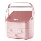 LINFIDITE Cosmetic Storage Box with Lid Waterproof&Dustproof Makeup Organizer Box Portable Handle,Large Makeup Display Case w