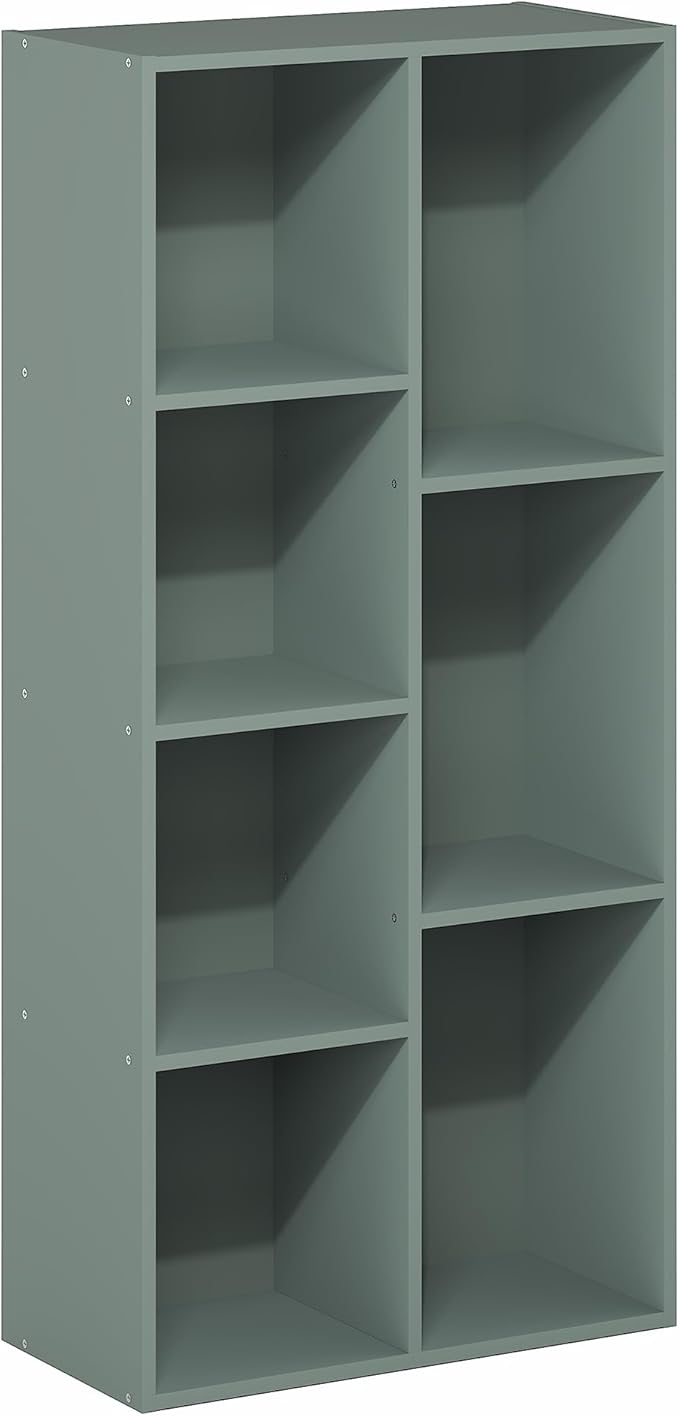 Furinno LUDER Book Shelf, 7-Cube Bookshelf, Bookcase with Open Shelves, 9.4 x 19.5 x 41.7, Easy Assembly, for Living Room, Be