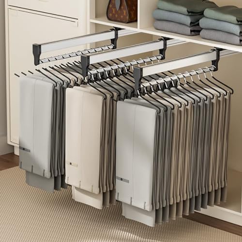 Adjustable Pull-Out Clothes Rail - Expandable Closet Organizer for Pants & Coats, Space-Saving Hanger Rack, Easy Installation