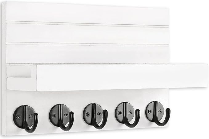 Lwenki Key Holder for Wall, Decorative Key and Mail Holder with Shelf Has Large Key Hooks for Bags, Coats, Umbrella – Paulown