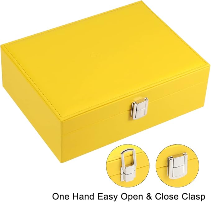 Voova Jewelry Box Organizer for Women Girls, 2 Layer Large Men Jewelry Storage Case, PU Leather Display Jewellery Holder with