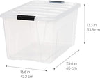 IRIS USA 2-Pack Storage Bins with Lids, 72 Quart, Made in USA Stackable See-Through Organizing Solution Latches Durable Nesta
