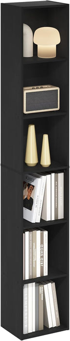 Furinno LUDER Book Shelf, 6-Tier Tall Modern Bookshelf, Bookcase with Open Shelves, 9.3 x 12 x 71, for Living Room, Bedroom, 