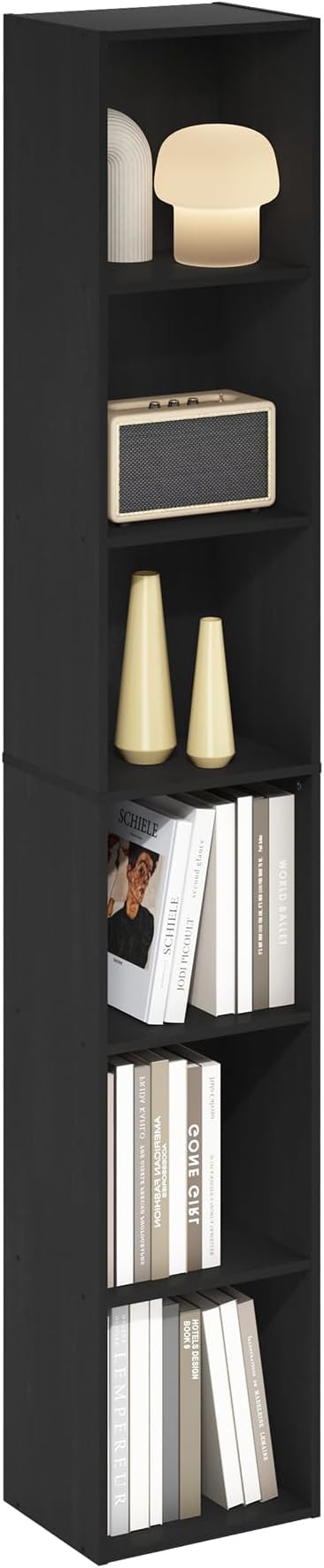 Furinno LUDER Book Shelf, 6-Tier Tall Modern Bookshelf, Bookcase with Open Shelves, 9.3 x 12 x 71, for Living Room, Bedroom, 