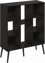 Furinno Claude Mid Century Style Book Shelf, 8-Cube Bookshelf, Cube Storage Organizer Bookcase with Wood Legs, 10.9 x 31.5 x 