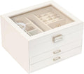 Clear Lid Jewelry Box,3 Layers Jewelry Organizer Large Multi-Functional Jewelry Storage Box with 2 Drawers,Jewelry Display Ca