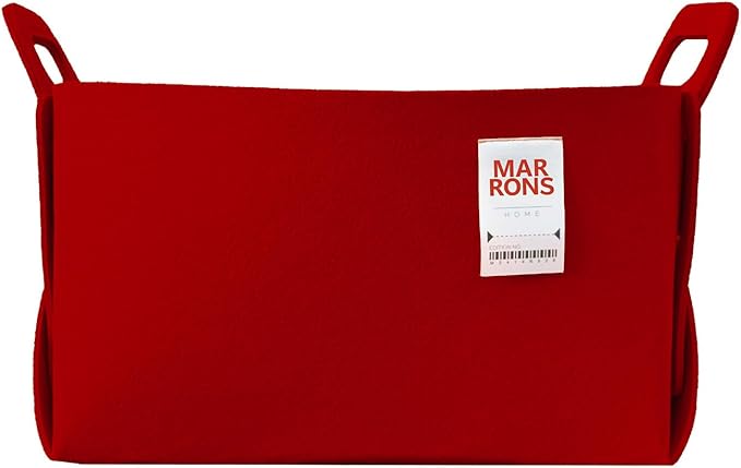 Collapsible Felt RED Storage Bin Large 14.6"x9.4"x9.4" – Foldable Basket with Handles for Closet, Laundry Room Organization, 