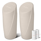 Car Trash Can Bin with Lid - 2 Packs Car Garbage Can Cup Holder-Light Beige Mini Leakproof Vehicle Garbage Bin with 40pcs Trash Bags-Automotive Organizers and Storage for Front Back Seat Accessories