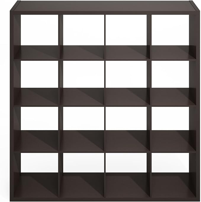Furinno Simple Cube Storage Organizer, 16-Cube Display Shelf, Open Back Shelving Unit, Storage Shelves, Extra Thick Frame, fo
