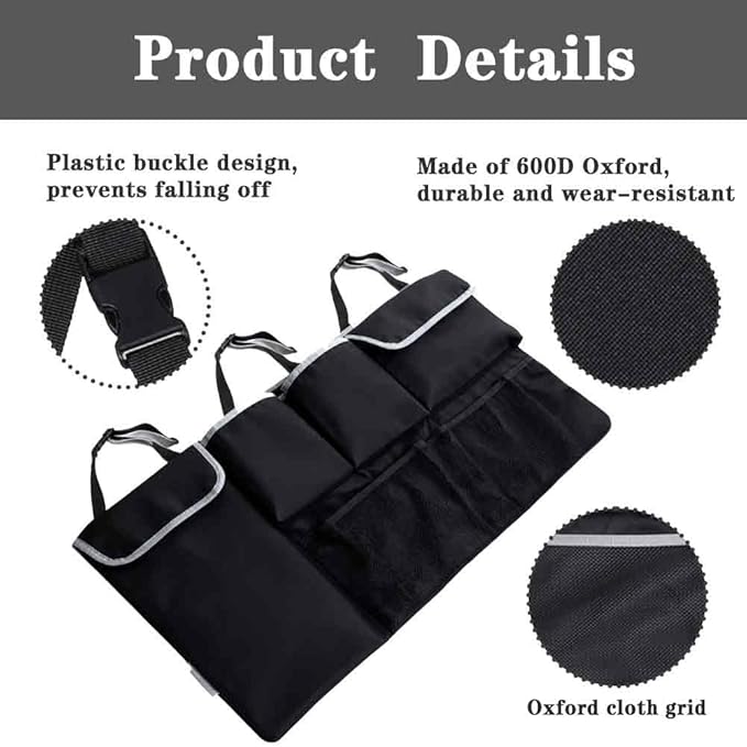 Car Storage Organizer Trunk, Foldable Bin, Box, Tote Organizer, Suitable for Small Cars, Compatible with Jeep, Q5, MPV Etc (Bla