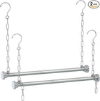 Hanging Closet Rod, Adjustable Width and Height Closet Hanging Organizer (23 or 35 Inch Length), Space-Saving Clothes Hanging