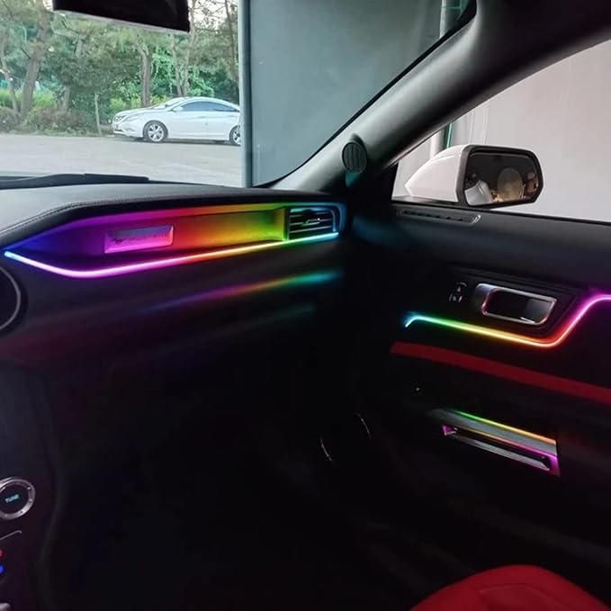 Car Interior led Ambient Lighting, Symphony RGB Car LED Strip Light, 6 in 1 with 204 inches Acrylic Fiber Optic, Multicolor Ambient Lighting Kits, Music Sync Rhythm,Sound Active Function