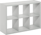 Furinno CUBICLE Book Shelf, 6-Cube Bookshelf, Extra Thick Frame Horizontally & Vertically Reversible Bookcase with Open Back,