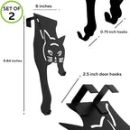 Evelots Cat Over The Door Hooks for Hanging-Set of 2 Black-Over The Door Organizer-Strong Metal Hooks