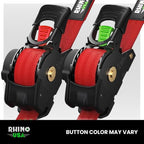 Rhino USA Retractable Ratchet Straps (4-Pack) - 1 Inch x 10 Feet (1,209lb Break Strength) - Auto Self Retracting Tie Down Straps for Truck, Cargo Trailer, Motorcycle, ATV, UTV - Red