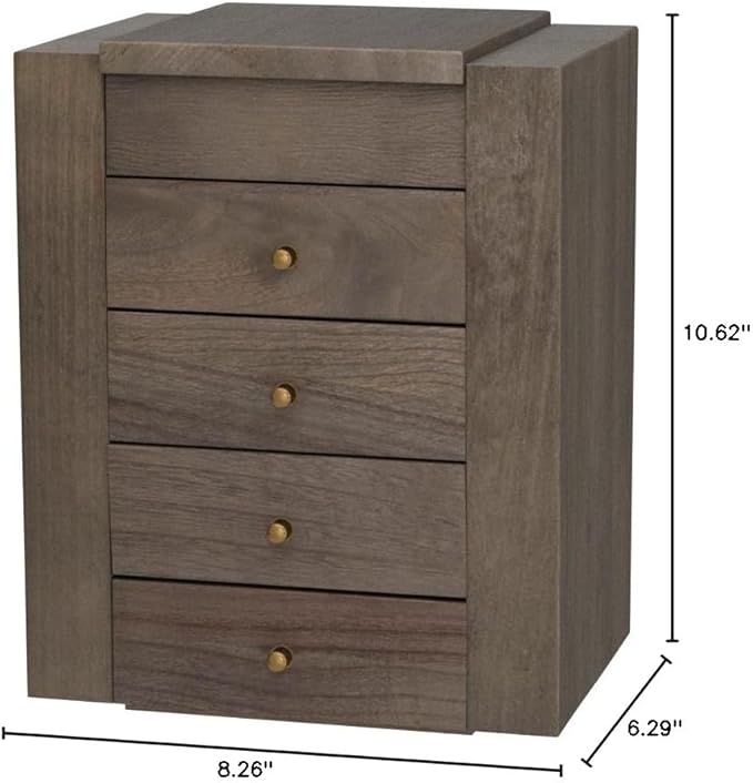 Meangood Jewelry Box Wood for Women, 5-Layer Large Organizer Box with Mirror & 4 Drawers for Rings, Earrings, Necklaces, Vint
