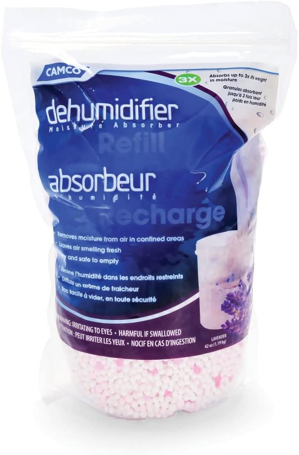 Camco 44284 Moisture Absorber Refill - Resealable Bag, Absorbs Up to 3X Its Weight in Water, Reduces Moisture and Humidity