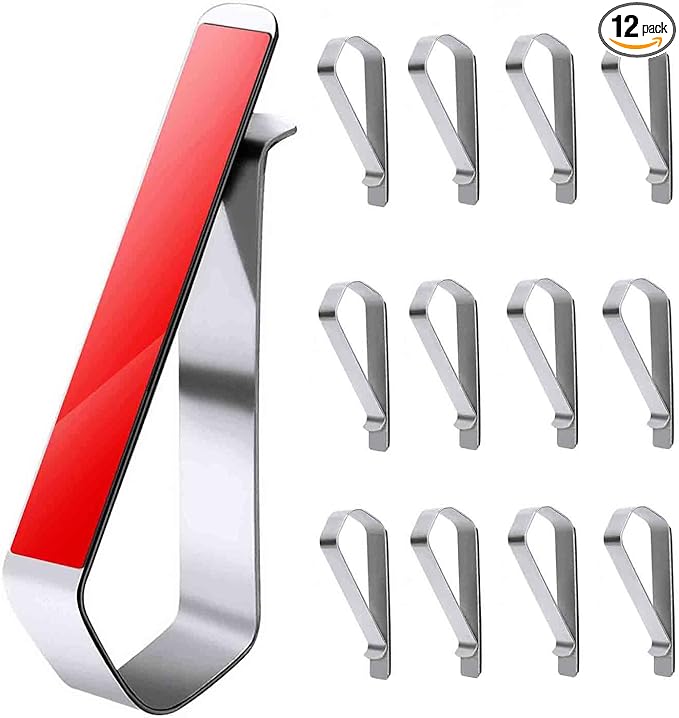 12-Pack Stainless Steel Clips with 3M Adhesive – Sun Visor Mounting Kit for Photo Frames (Not Included), Strong Hold Clips for Car Visor Organizer, Photo Wall, Home Office Decoration