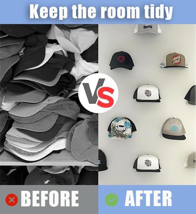 Baseball Hat Holder for Wall (White-20)