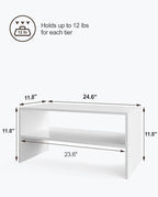 2-Tier Stackable White Shoe Rack, Wooden 2-Shelf Shoe Organizer Freestanding Shoe Storage Stand for 6-9 Pairs, Perfect for Cl