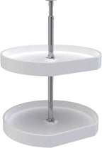 Rev-A-Shelf 20" Dual Shelf Lazy Susan D-Shaped for Corner Wall in Cabinet Kitchen Storage Organization, Turntable Storage Whi